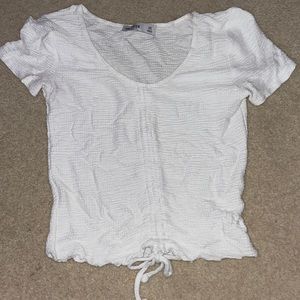 Ruffled crunch white short sleeve top